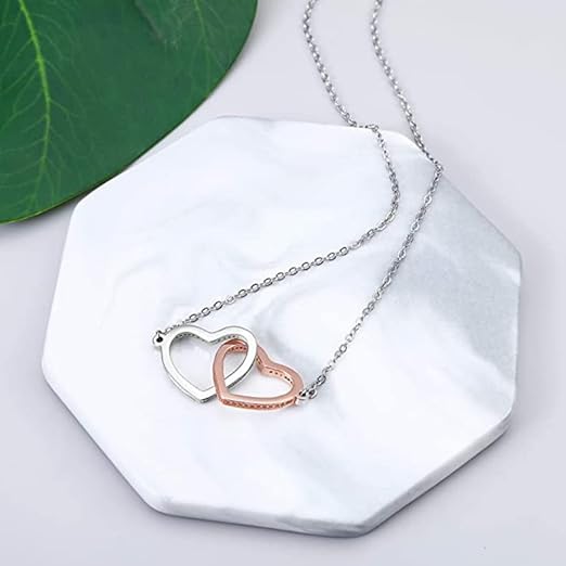 Collar de doble anillo de corazón bicolor - additional image 3