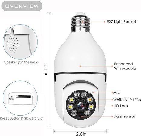 Cámara de seguridad inalámbrica adaptador bombilla - additional image 19