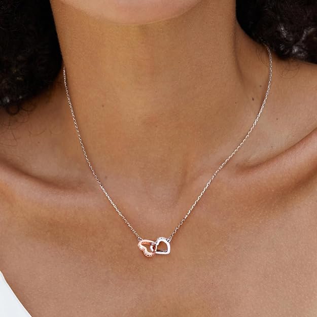 Collar de doble anillo de corazón bicolor - additional image 5
