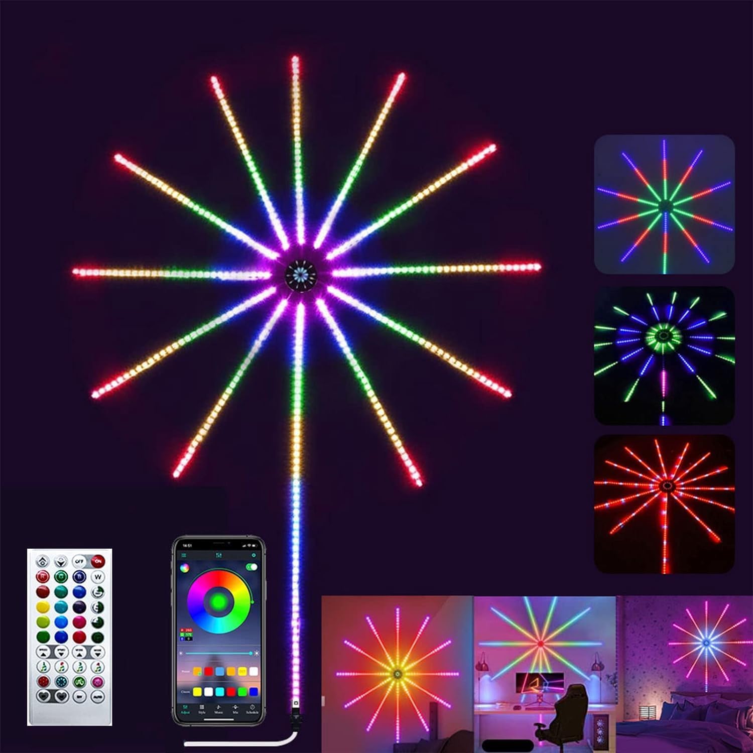 fita LED efeito fogo de artifício