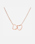 colar de doble anel de coração oro rosado